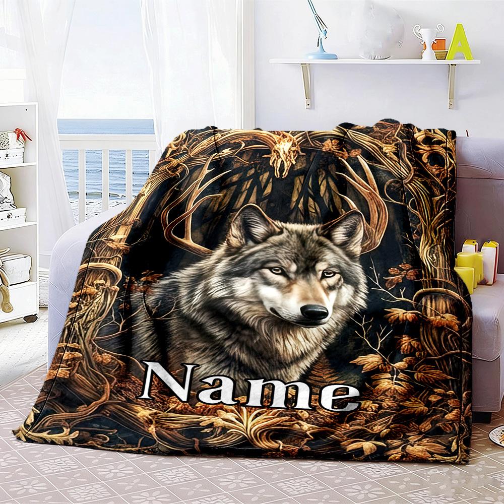 Wolf Forest Home Customize Your Name Customize Your Name Blankets Comfortable Soft Lightweight Allseason Multipurpose Customize Your Name Blanket For