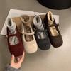 Fairy Wind Fluffy Shoes Female Autumn And Winter Temperament Velvet Mary Jane Single Shoes Soft Sole Non-Slip Cotton Shoes With Skirt