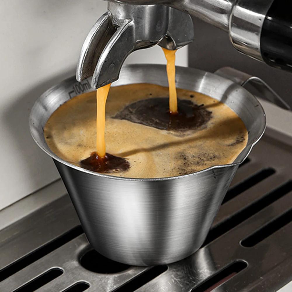 Tasse d'Extraction Espresso 100ml Acier Inoxydable avec Échelle Épaisse Exquise Once Tasse à Café Accessoires Cuisine Maison Café