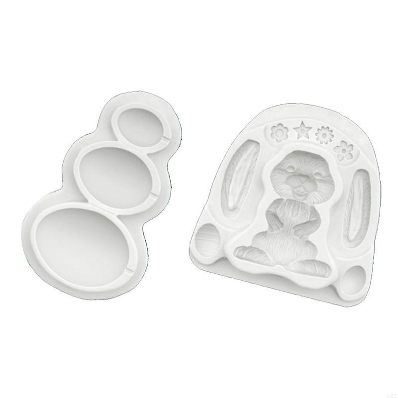 

2 Pcs Easter Bunny Eggs Silicone Baking Mold Cake Decorating Tools Chocolate Cookie Mold Epoxy Resin Crafts Casting Mold X3UC