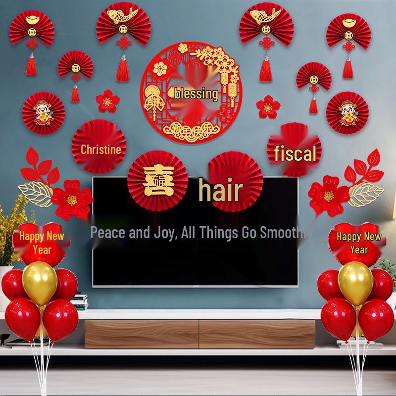New Year Spring Festival Paper Fan Flower Decorations for Store and Home