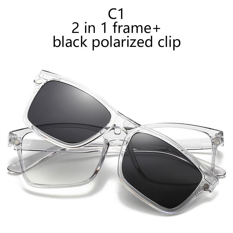 Magnetic Clip-On Sunglasses With Polarized Light Multiple Lens Pieces Transparent Grey Glasses Colorful Sunglasses Nearsighted