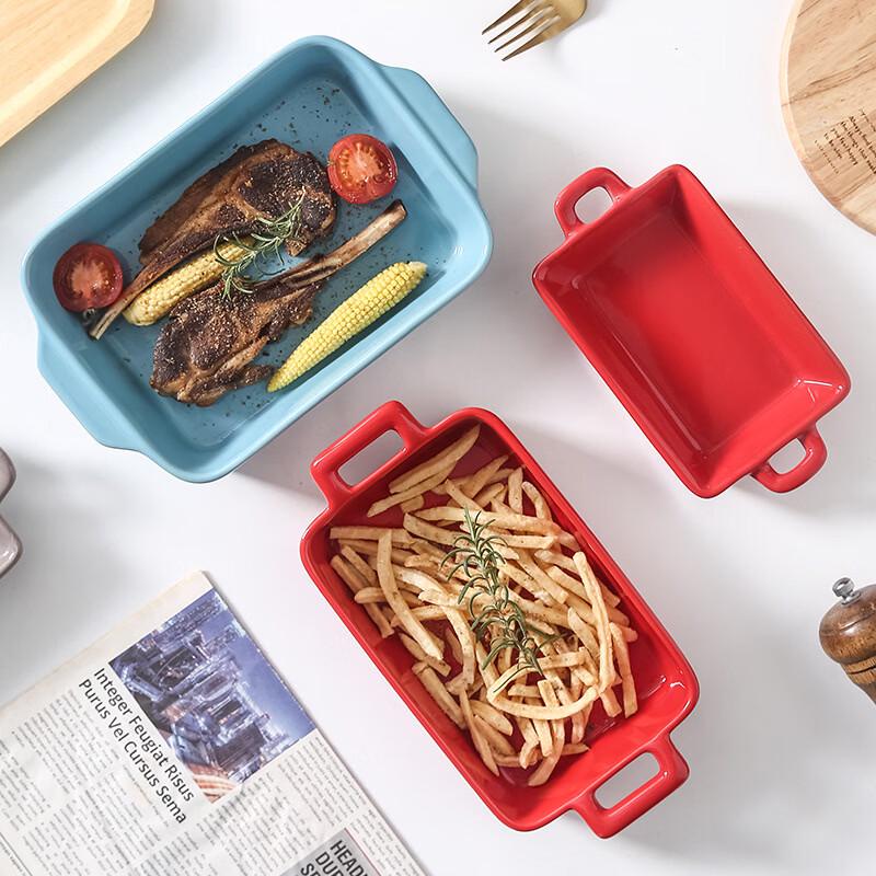 Plat à Four Rectangulaire en Céramique à Double Poignée Zhi Shi