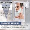 Shower Shaving Mirror with Dual Anti Fog Fogl Shatterproof Surface with Razor Holder and Strong 360 Suction Cup 8 X 7 White