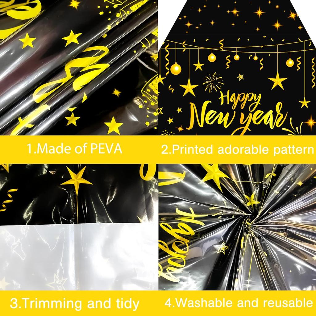 KatchOn, Happy New Year Tablecloth - 108x54 Inch, Pack of 3 | Happy New Years Decorations 2026 | Happy New Year Table Cloth 2026 | New Years Table