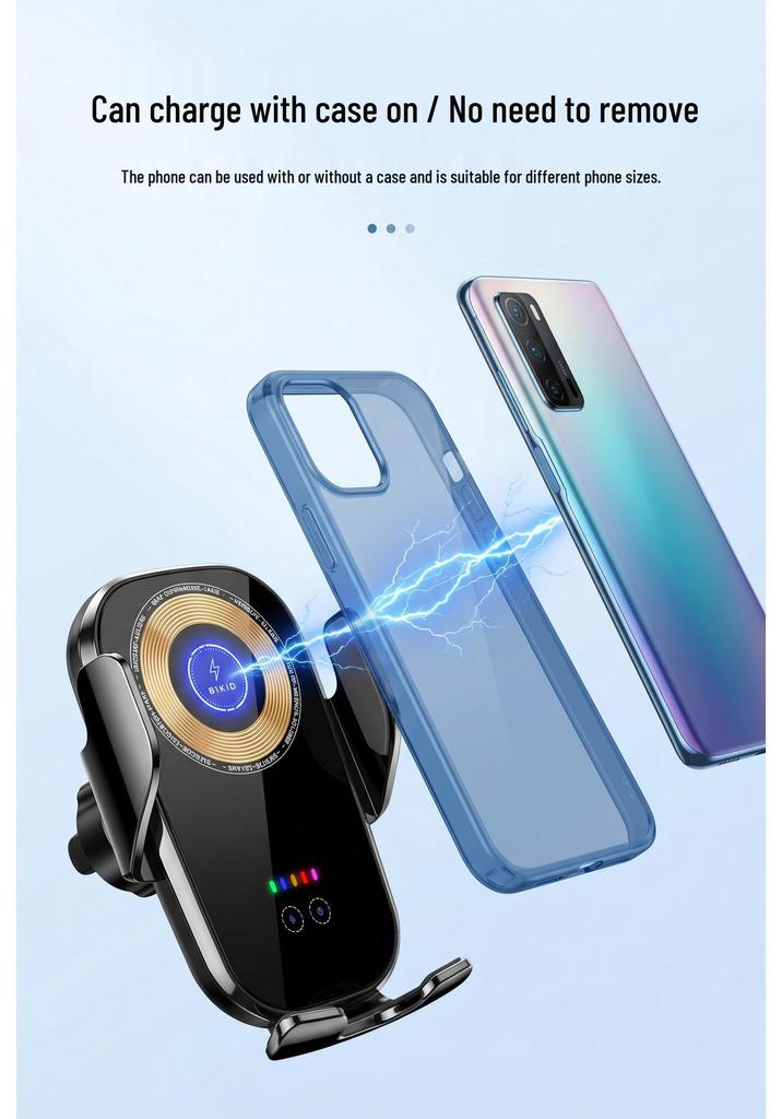 Wireless Charging Car Phone Holder & Mount with Suction Cup and Air Vent Support