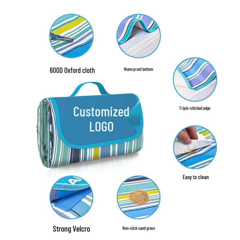 Portable Waterproof Picnic Mat - 600D Oxford Cloth, Thickened, Moisture-Proof, Foldable, Hand-Held