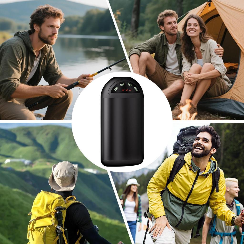 Heated Hand Warmers Rechargeable Hand Heater Power Bank 5000mAh With Lights Portable 3-Level Temperature Pocket Heater For