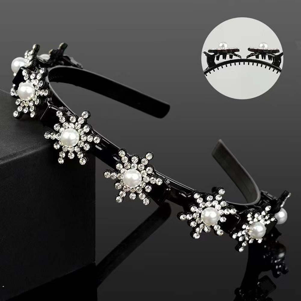 

Snowflake Star Women Pearl Hair Hoop Sweet Rhinestone Bangs Clip Headband Twinkle Hairband Daily Style 1