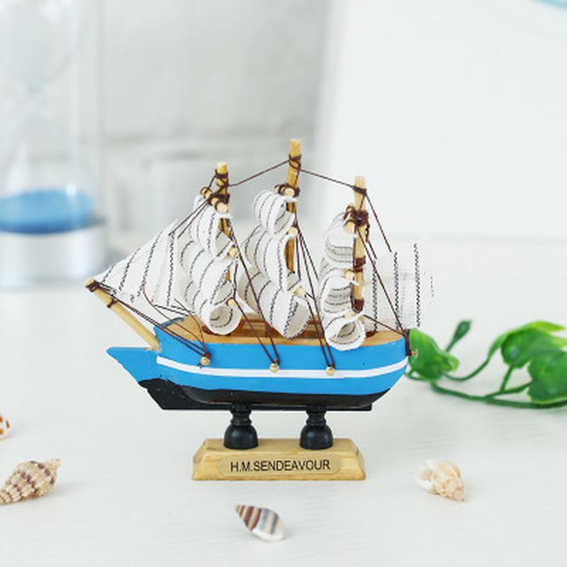 2 Pezzi Stile Mediterraneo Barca Nave Artigianato in Legno Festa Decorazioni per la Casa Stanza Ornamenti