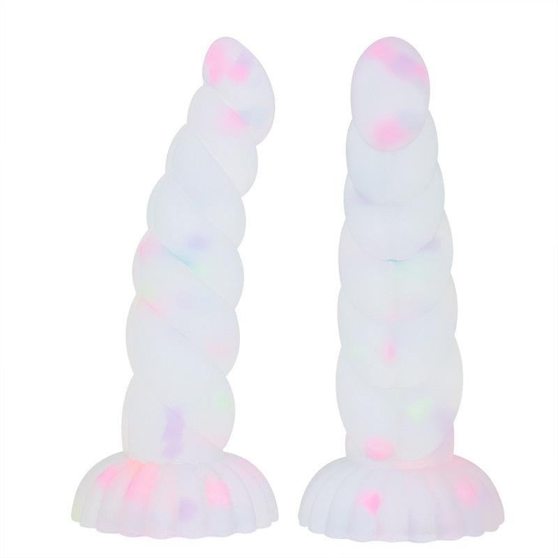 TleMeny Luminous Anal Plug With Sucker Multi Color Silicone Butt Sex Toys Glowing Dark Penis Twist Granules Style Erotic Product