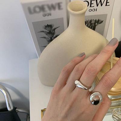 European-American S925 Silver-Plated Geometric Open Ring - Retro, Creative, and Stylish Index Finger Design for Women