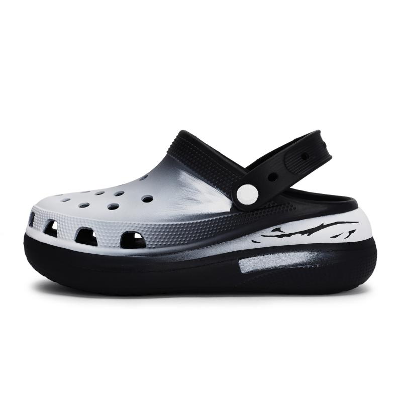 Crocs Classic clog 811 made reconstructed glass fragment gothic deconstructivism hole shoes unisex black and white
