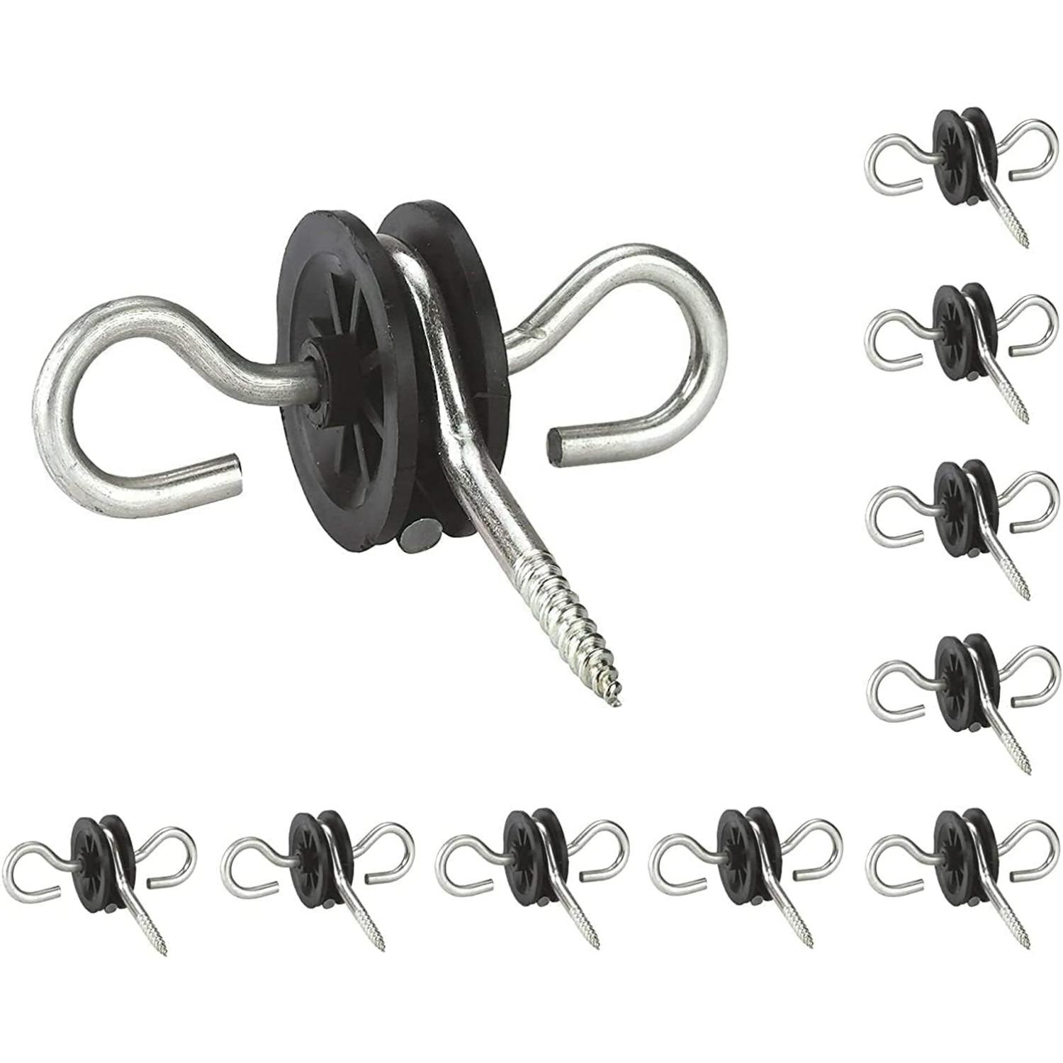 Electric Fence Gate Handle Insulators 10X Pack,Galvanised Heavy Duty Double Hook Gate Handle Insulators,Fencing Pasture Gates Accessories 667102 T