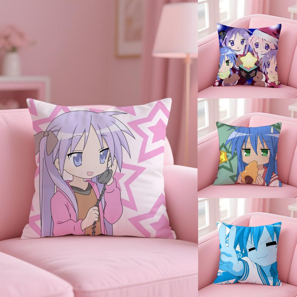 Anime L-Lucky Star Pillow Case Plush Fabric Soft Double-Sided Printed Sofa Warm Winter Home Gift Cushion Cover