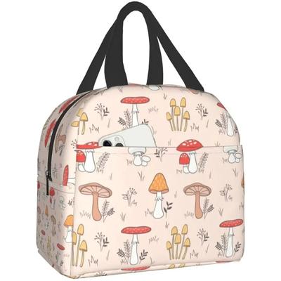 Pink Mushroom Cute Lunch Bags Thermal Lunch Box Reusable Lunch Bag Food Container for Women Men Adults Work Travel Picnic