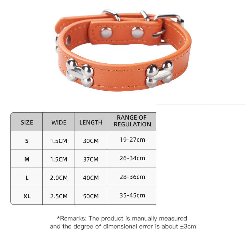Adjustable Pet Collar Bone Accessory Dog PU Leather Traction Rope Popular Dog Collar