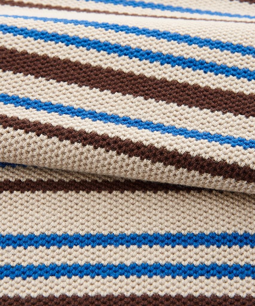 Stco Striped Round Knit Vest Beige (Oversized)_Skvua04Otd