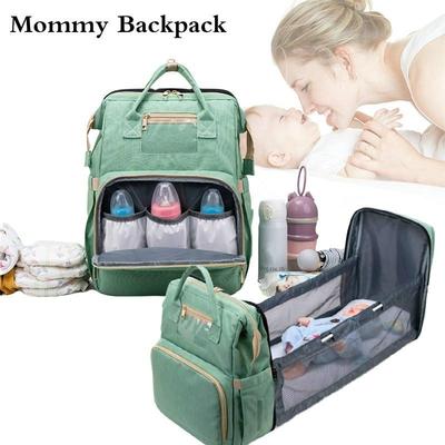 2in1 Travel Portable Large Capacity Mommy Backpack Folding Crib Bag  Organizer