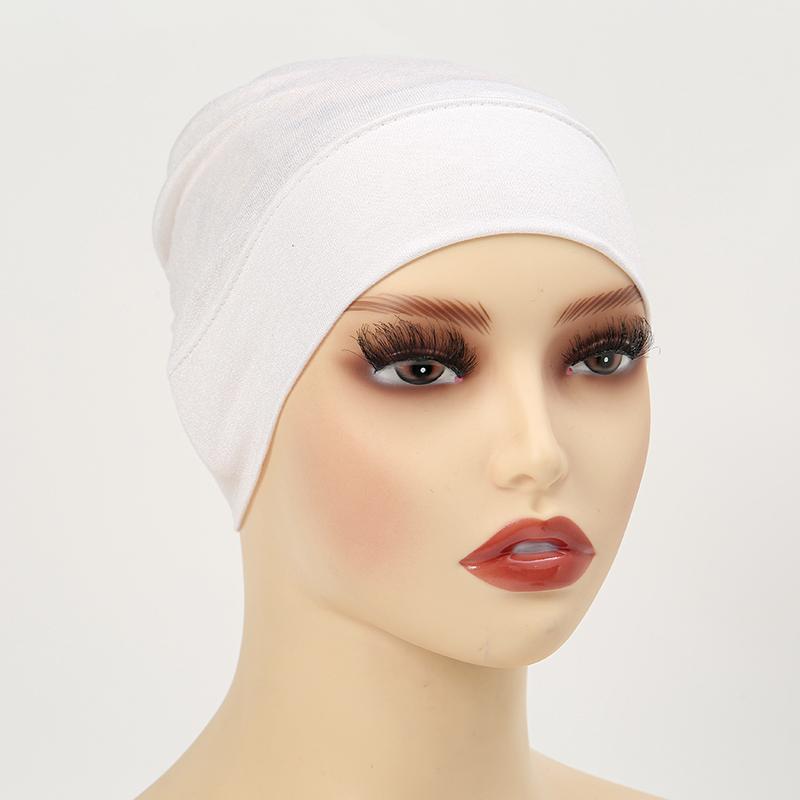 Solid Color Modal Jersey Hijab Scarf Elastic Inner Cap Soft Underscarf Woman Muslim Fashion Bonnet 22*21Cm