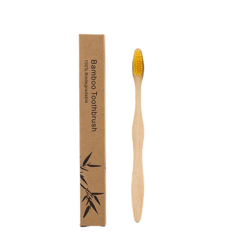 Stock and Custom Natural Kraft Box Biodegradable Bamboo Charcoal Bristle Adult Bamboo Toothbrush