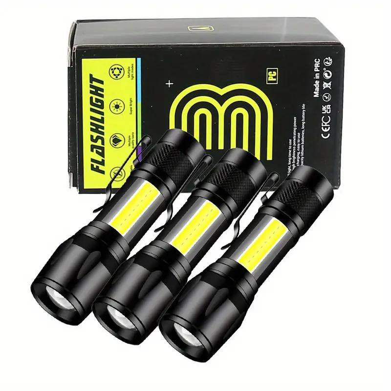 Powerful Mini LED Flashlight COB + XPE Zoom Torch Built In Battery USB Rechargeable With Pen Clip Outdoor Camping Emergency Lamp