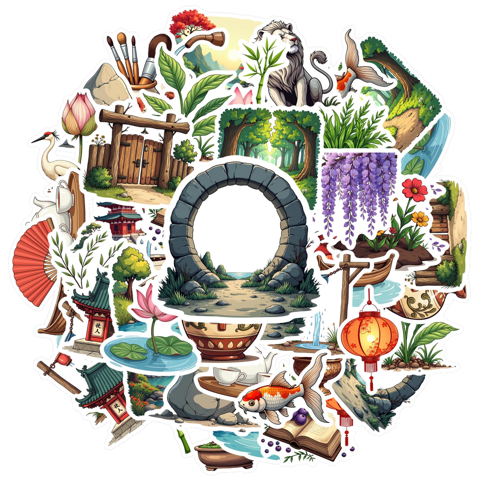 35pcs-70pcs Decals Artistic Dragon Stickers Nature Series Decals Chinese Culture Stickers for Fridge Laptop