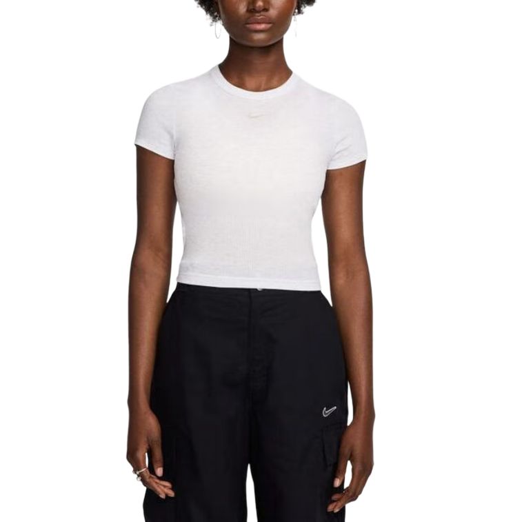 Nike Fitted Yoga Short Sleeve T-Shirt Women Tops White HJ0720051