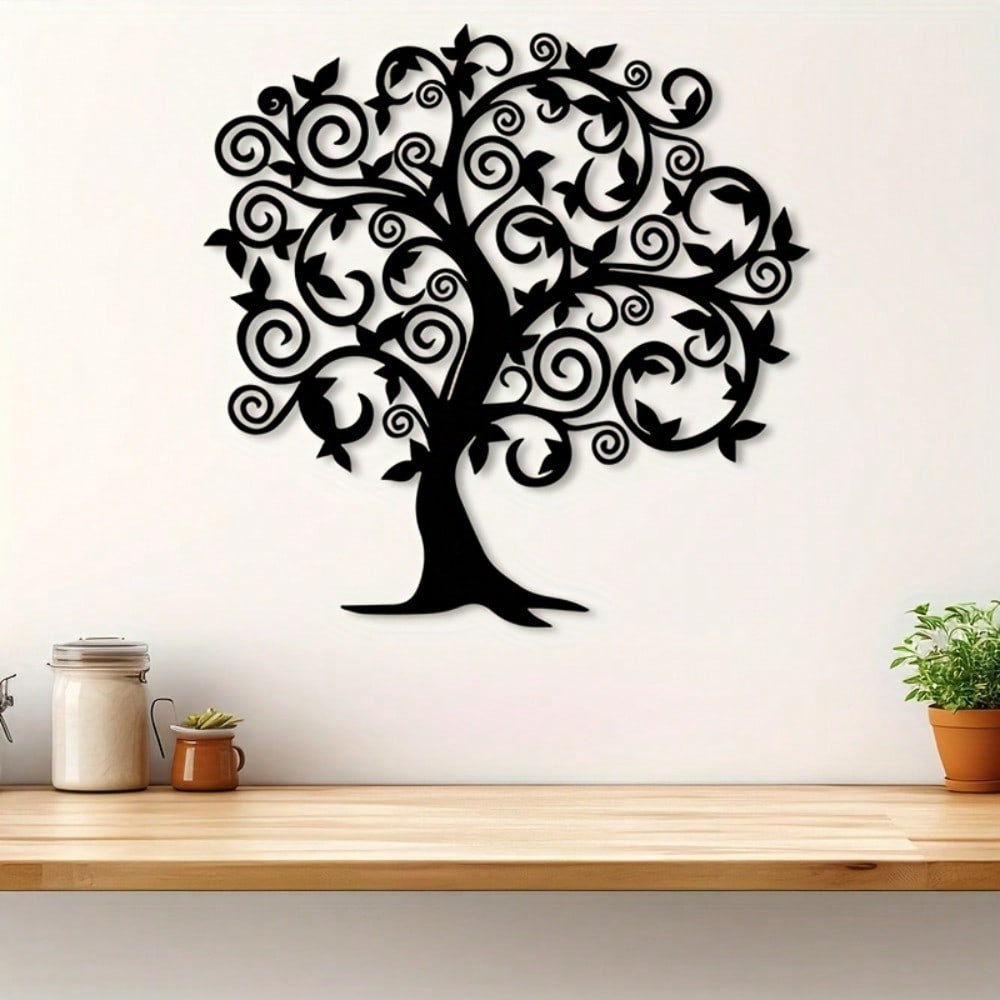 Vintage Ornate Tree Metal Wall Art, Classic Iron Branches Statue for Home Studio Decor & Holiday Gift