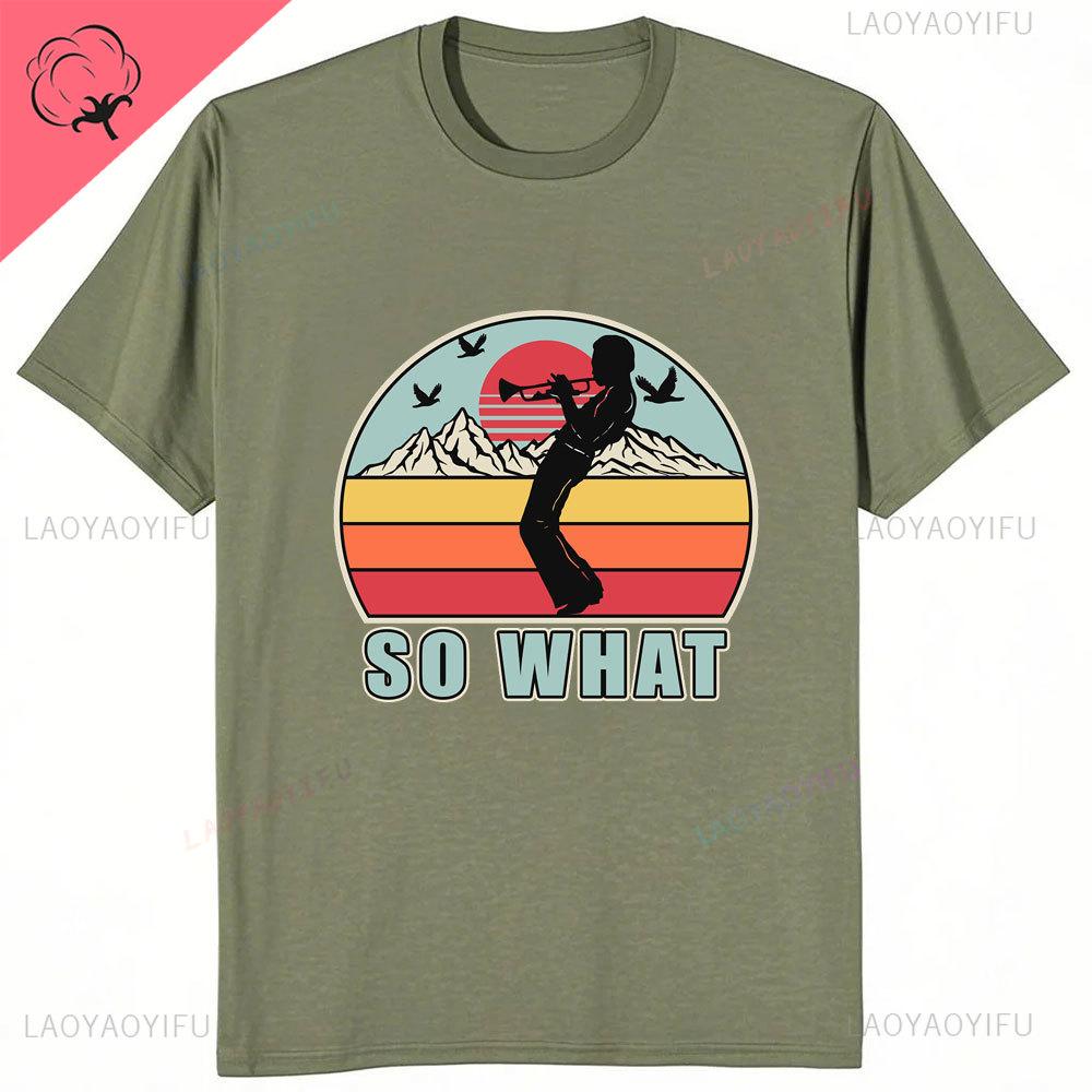 Retro Miles Davis Trumpet T Shirts Casual Tee Shirt Blue Music Gift Short Sleeve Oneck Novelty Funny Printed Classical TShirt