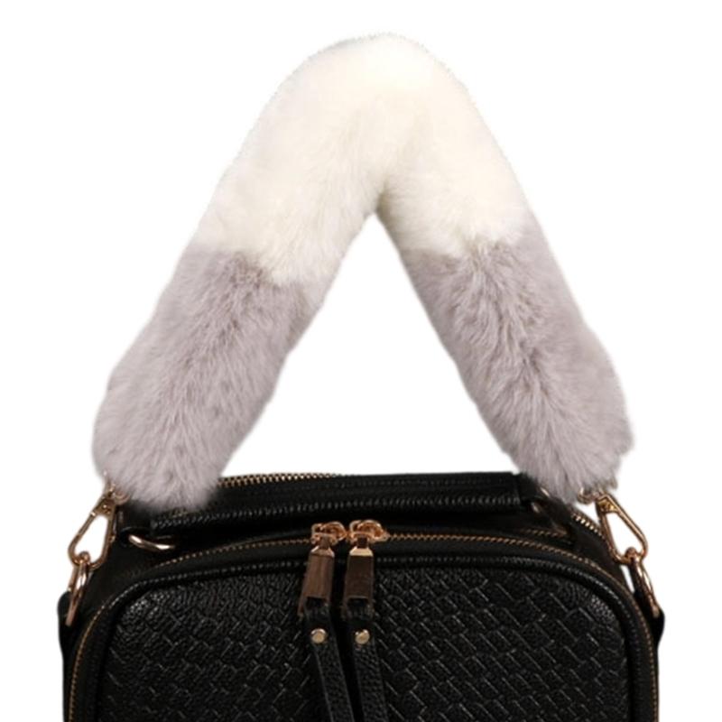 54Cm Color Contrast Handbag Handle Belt Soft Plush PU Fashion Purse Strap Bag Replacement Part Fashion Accessory