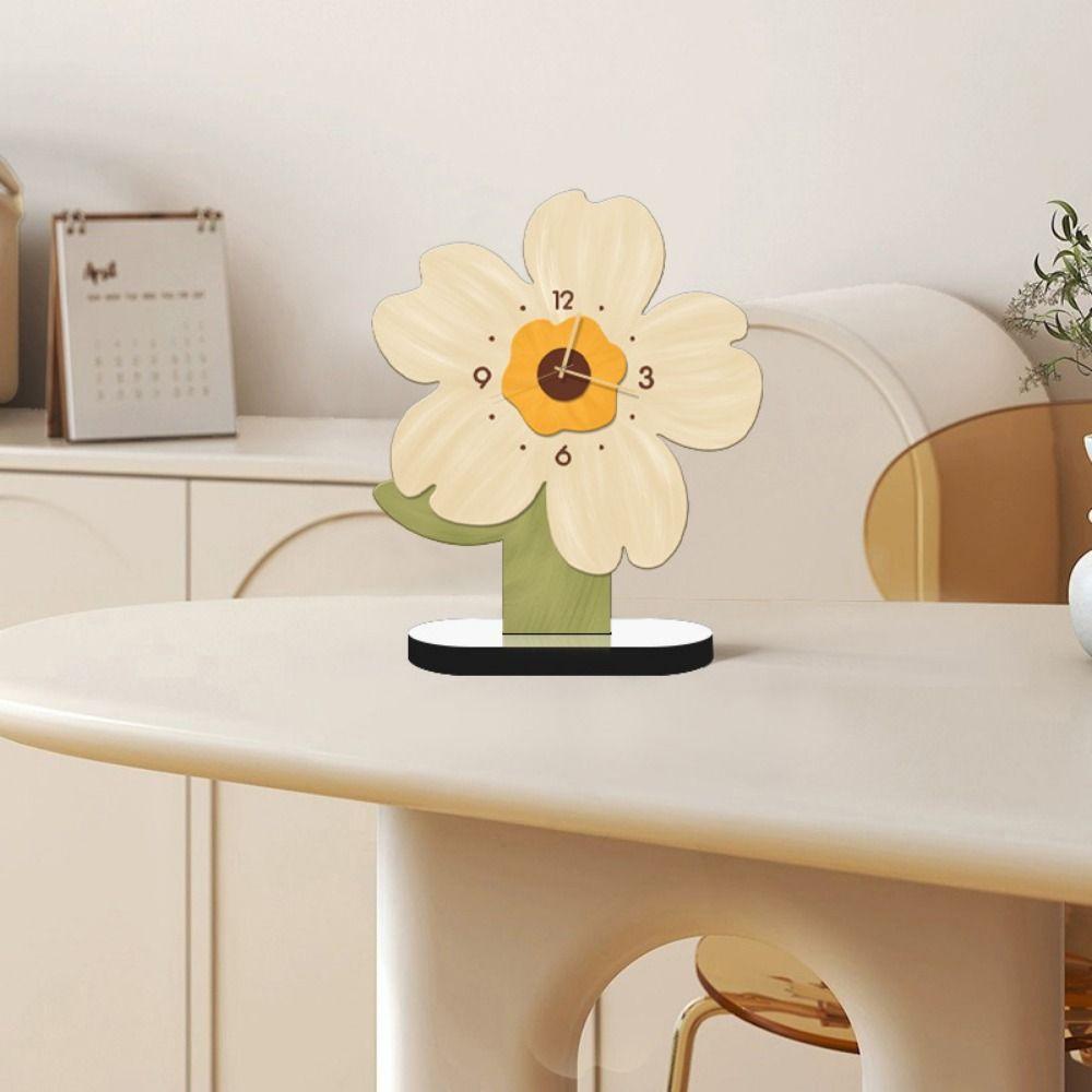High-end Floral Tabletop Clock Cute Cartoon Mute Clock Modern Flower Display Clock  Bedroom