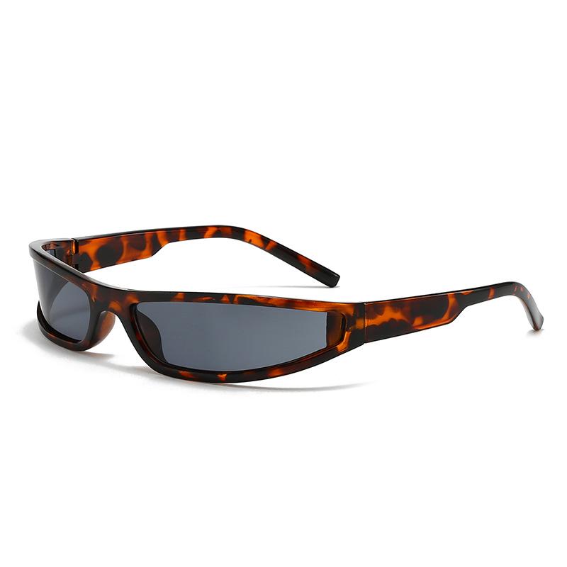 Y2K Futuristic Narrow Frame Sunglasses: Trendy Iridescent Unisex Style 2504