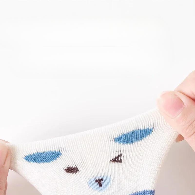 4Pairs Toddlers Cotton Socks Spring Autumn Newborn Sock Blue Bear Cute Solid Color Striped Baby Sport Socks Fashion 0-5Years