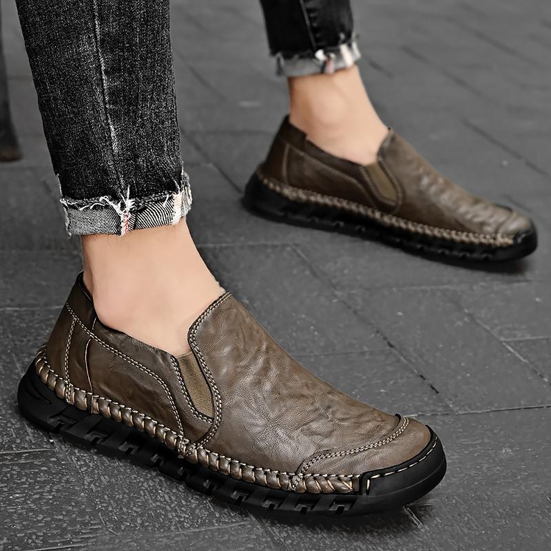 Fashion Classic Men's Leather Casual Shoes High-quality Handmade Soles Versatile Oxford Shoes Comfortable Soft Soled Men's Walking Shoes