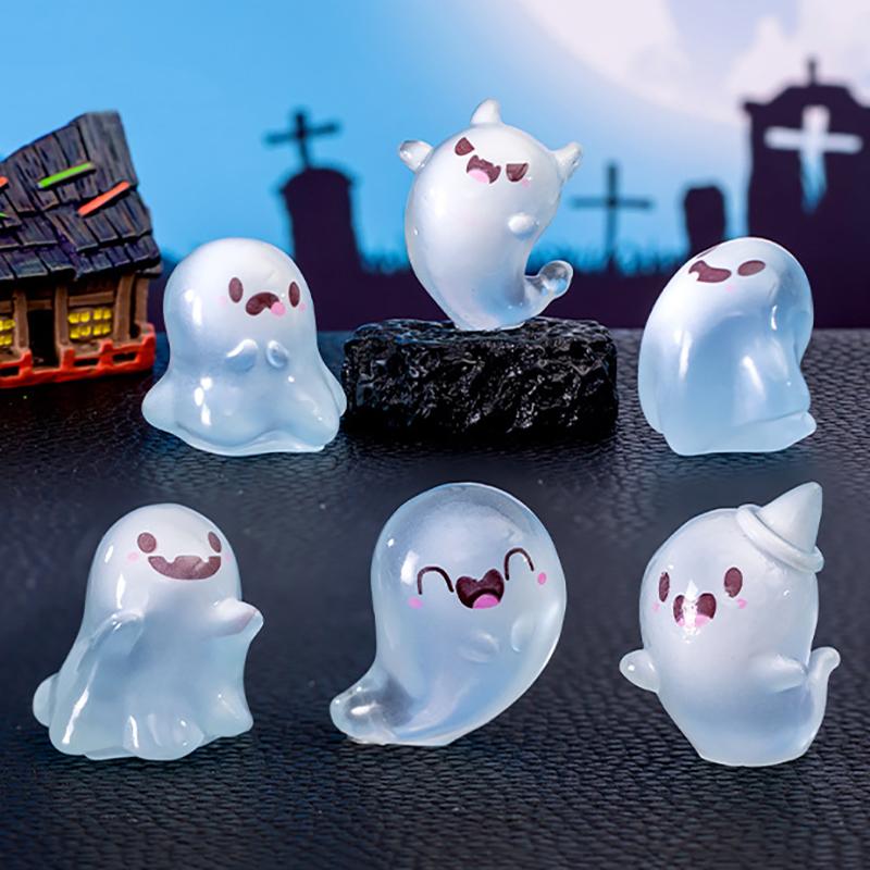 Mini Ghost Figures With Box Luminous Ghost Figurines Resin Glow In The Dark Ghost Figures Cute Positive Gift