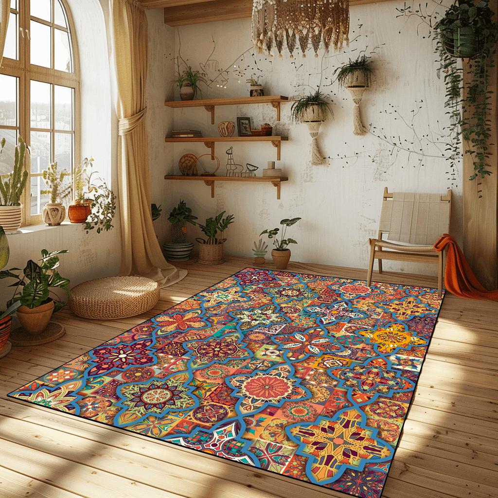 Bohemian Ethnic Carpets for Living Room New Morocco Style Bedroom Rugs Portable Coffee Tables Mat Washable Large Area Carpet
