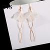 Golden Earrings Hook Fashion Elegant Petal Shape Ear Decor Long Dangle Design for Women Women's