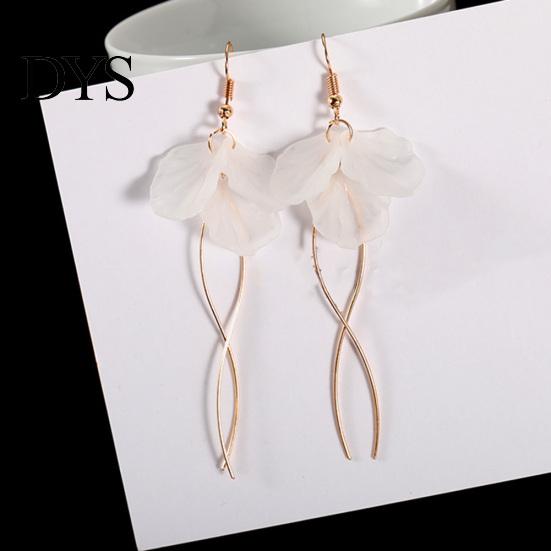 Golden Earrings Hook Fashion Elegant Petal Shape Ear Decor Long Dangle Design for Women Women's