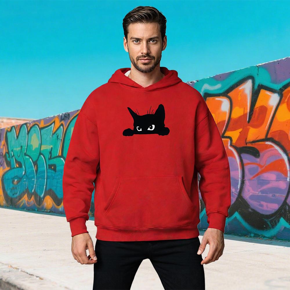 Black Cat Gaze Cartoon Hoodie Anime Printing Cute Sweatshirt Funko Pop Casual Clothing Moletom Kawaii Pullovers Soft Comfortable