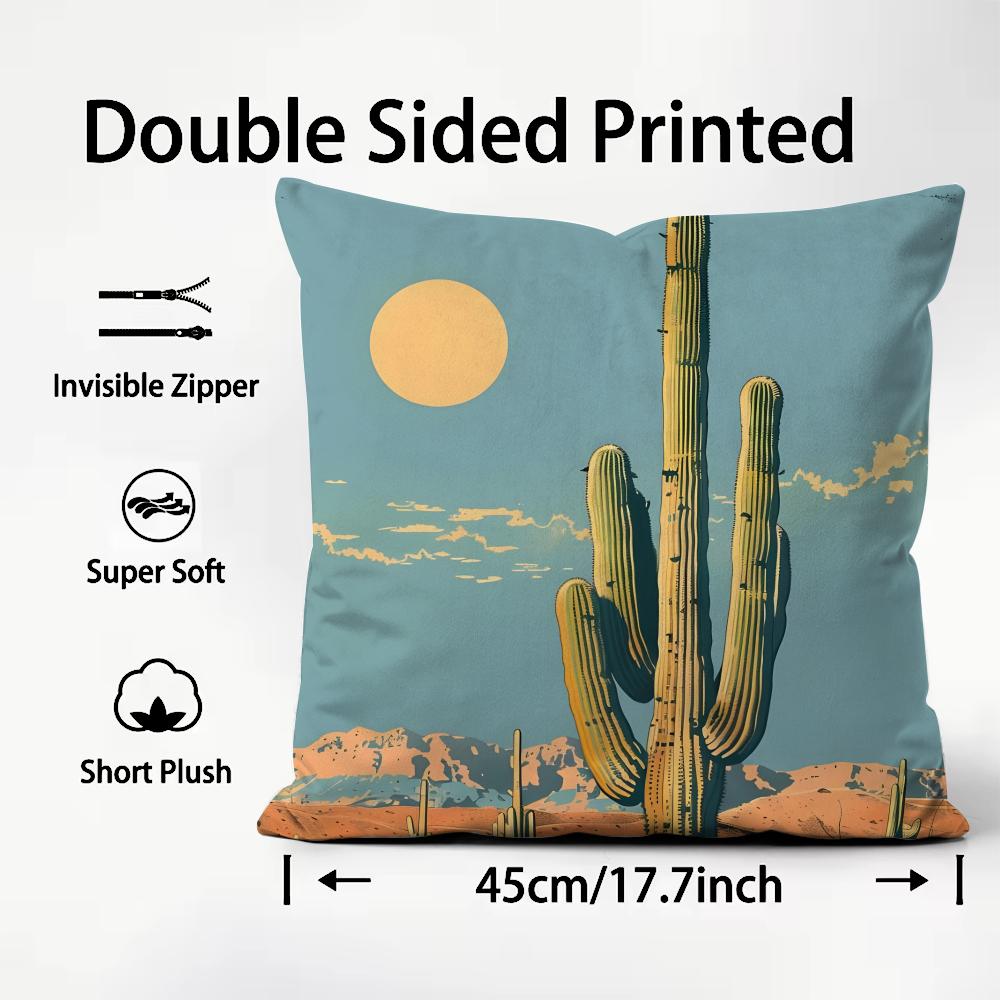 Cactus Fashion Cushion Cover Plush Fabric Soft DoubleSided Printed Sofa Warm Winter Home Child Gift Pillow Case