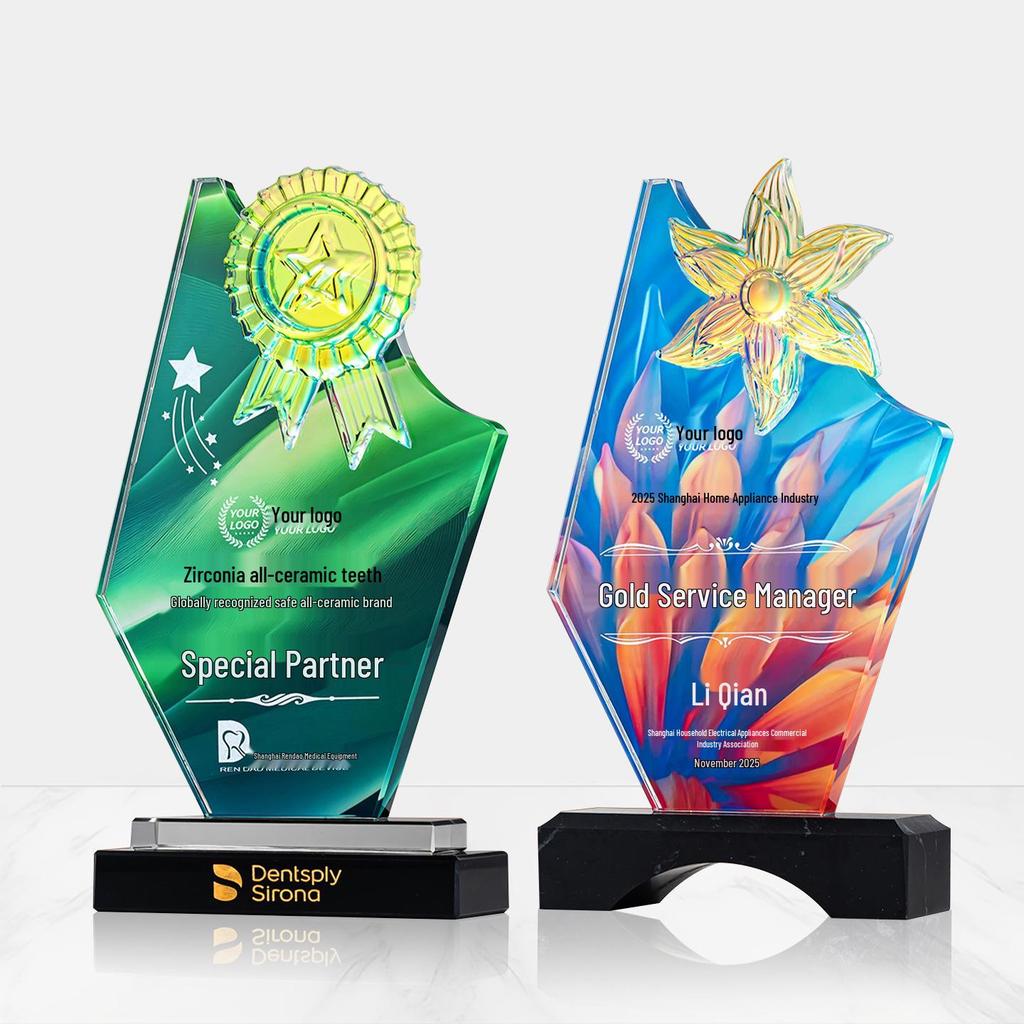 Customized Five-Pointed Star Crystal Trophy for Company Annual Meeting: Award for Outstanding Employee Achievement