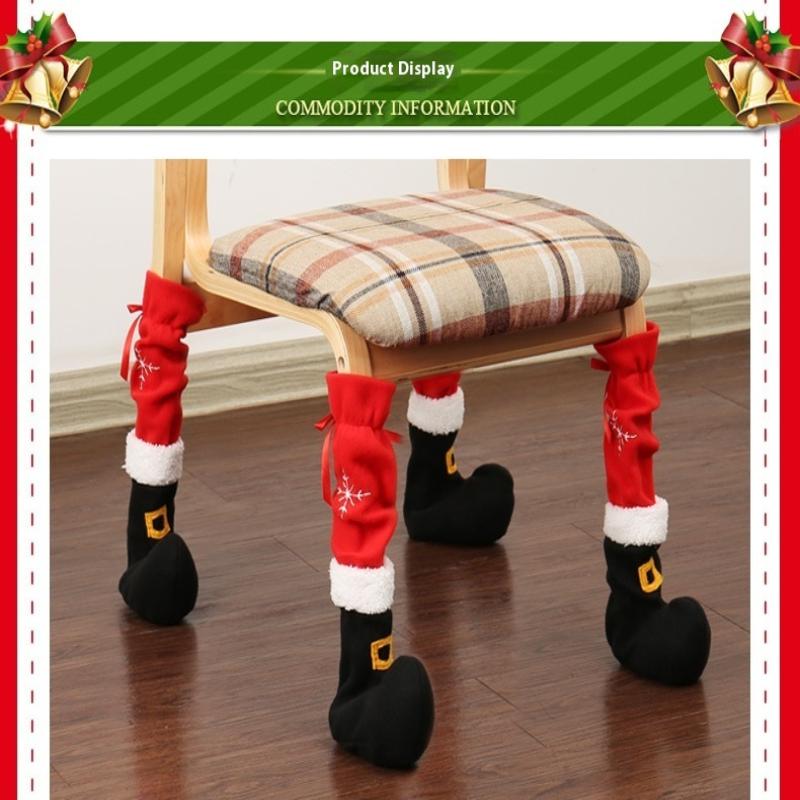 4Pcs Christmas Furniture Chair Leg Cover Floor Protectors Xmas Feet Sleeve Decor Santa Table Leg Chair Foot Covers 2025