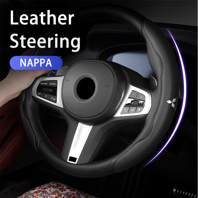 Car Steering Wheel Cover Leather Upholstered Grip Accessories For Mitsubishi Lancer ASX Pajero Mirage Attrage Xpander Outlander