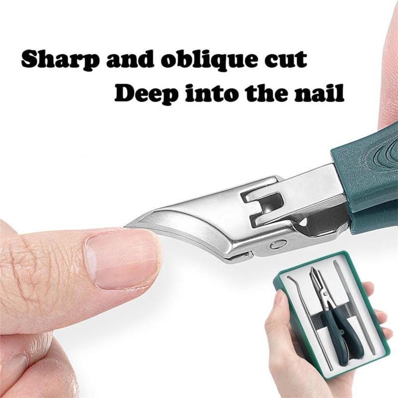 Wide-Jaw Opening Anti-Splash Slanted Nail Clipper Ingrown Nail Clippers Portable Toenail Fingernail Trimmer Set Manicure Tools