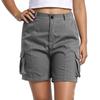 Women Casual Solid Elastic Waist Cargo Shorts with Pockets Relaxed Fit Utility Design for Everyday Wear Outdoor Activities