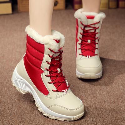 2026 Winter New Student Lace-up Versatile Waterproof Snow Boots Velvet Women's Shoes Cotton