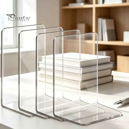 Acrylic Book Stand for Recipe 1 Pc Clear Bookend Heavy Book, Shelf Organizer, Holder Home Study L Shaped Stopper Bedroom Library Office School
