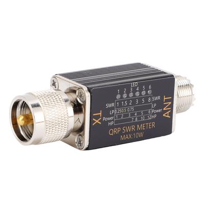 10W SWR Meter with 6 LED Indicators SO239 Interface Portable Standing Wave Ratio Tester 130MHz