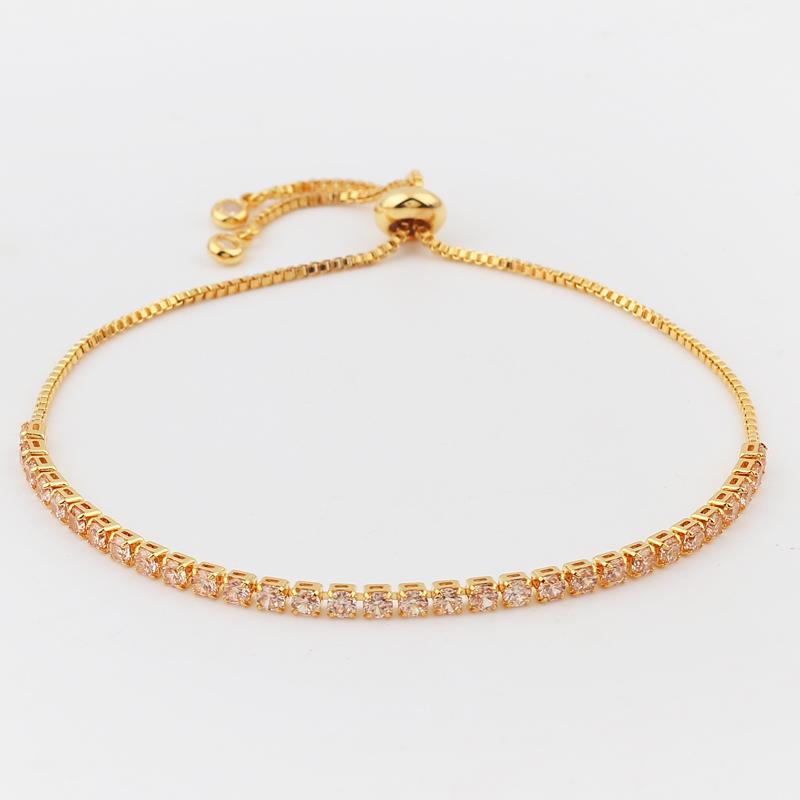 Rainbow Cubic Zirconia Tennis Bracelet Iced Out Chain Bracelets For Women Gold Color Adjustable Bracelet CZ Chain Homme Jewelry